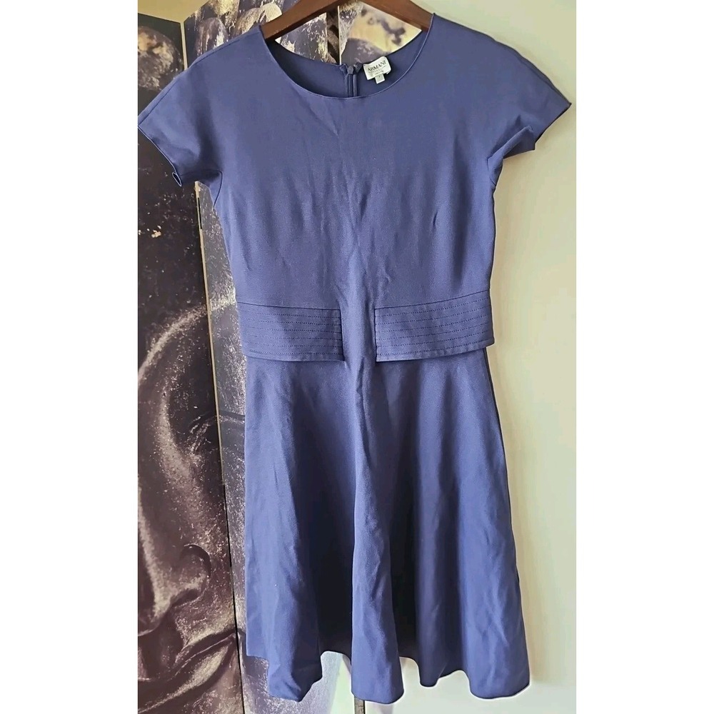 ARMANI COLLEZIONI Women's Purple Short Sleeve Skater Dress Size 6 TP01